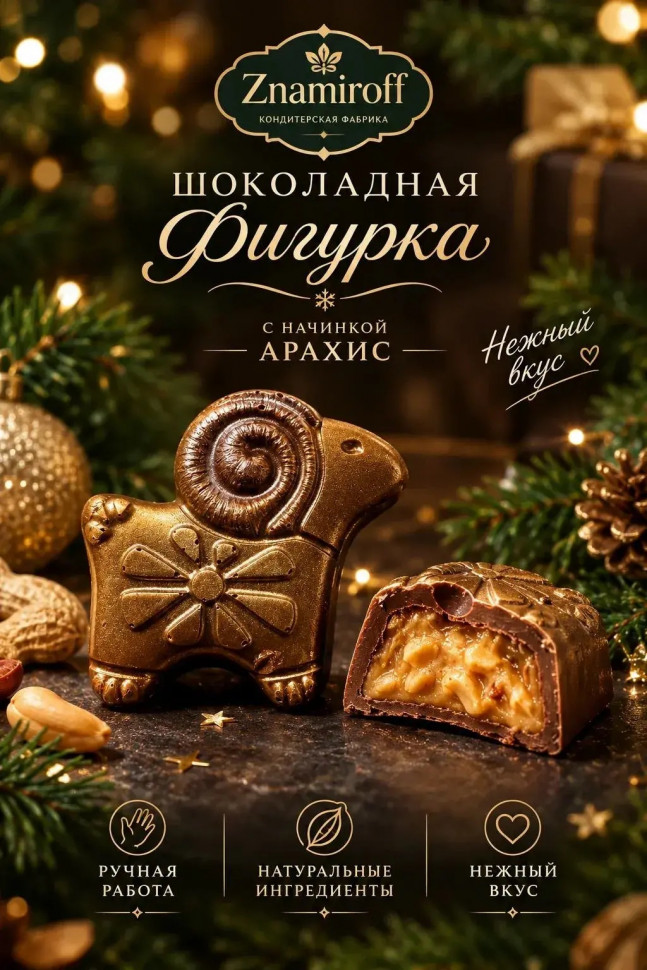  Шоколад фигурный "Баран-таран" молочный шоколад с арахисовой начинкой (блок 5шт по 70г) в Свободном